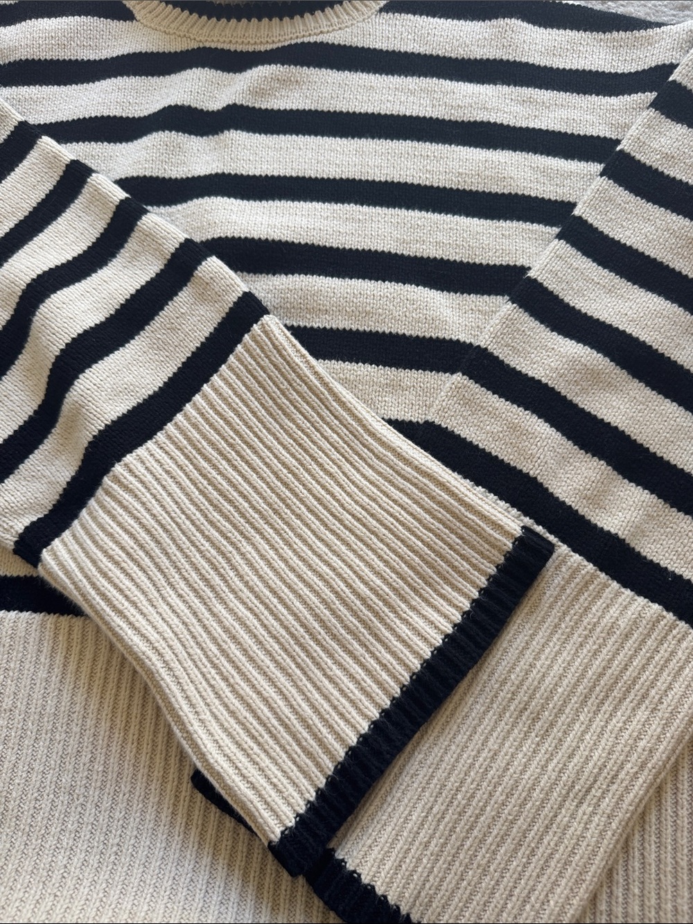 Toteme Signature Stripe Turtleneck Sweater Wool Cotton Blend Women Size S Cream - Picture 11 of 11